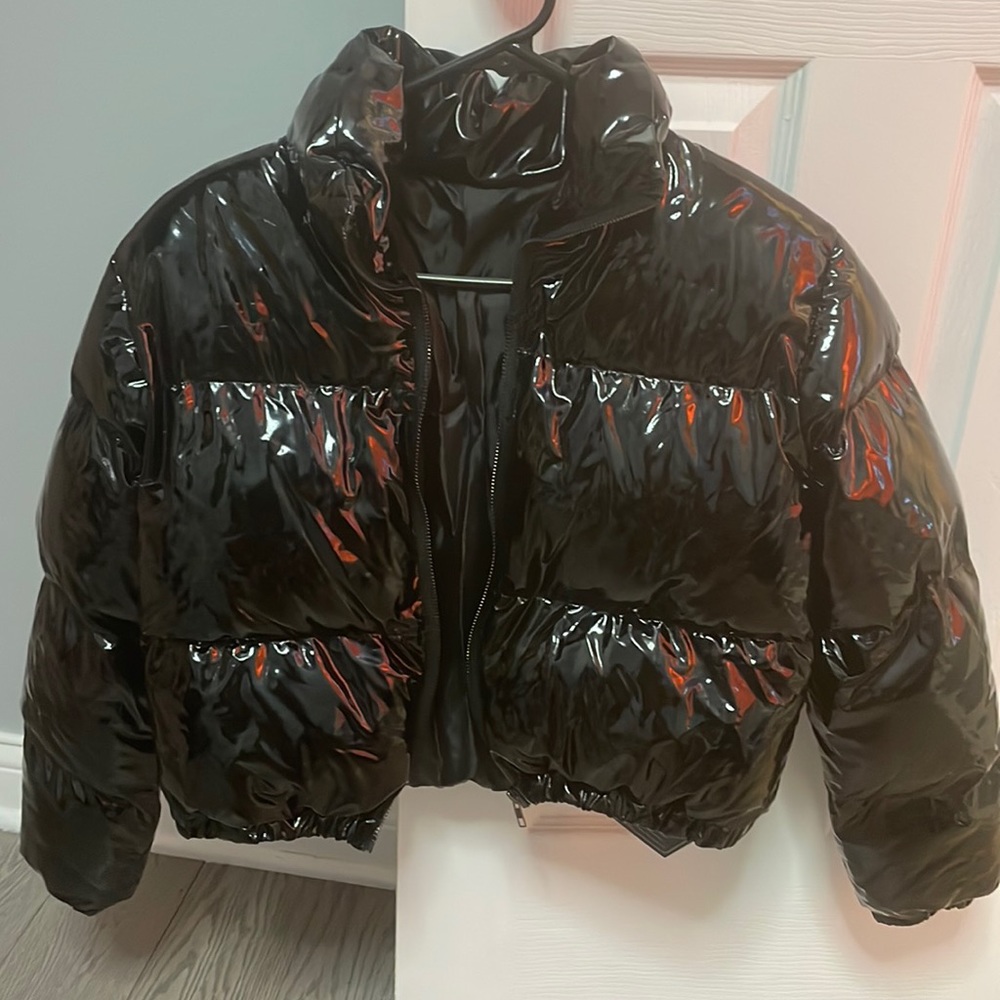 Black Leather Puffer Jacket SIZE XL ‼️NEW WITH TAGS‼️ NEVER BEEN WORN